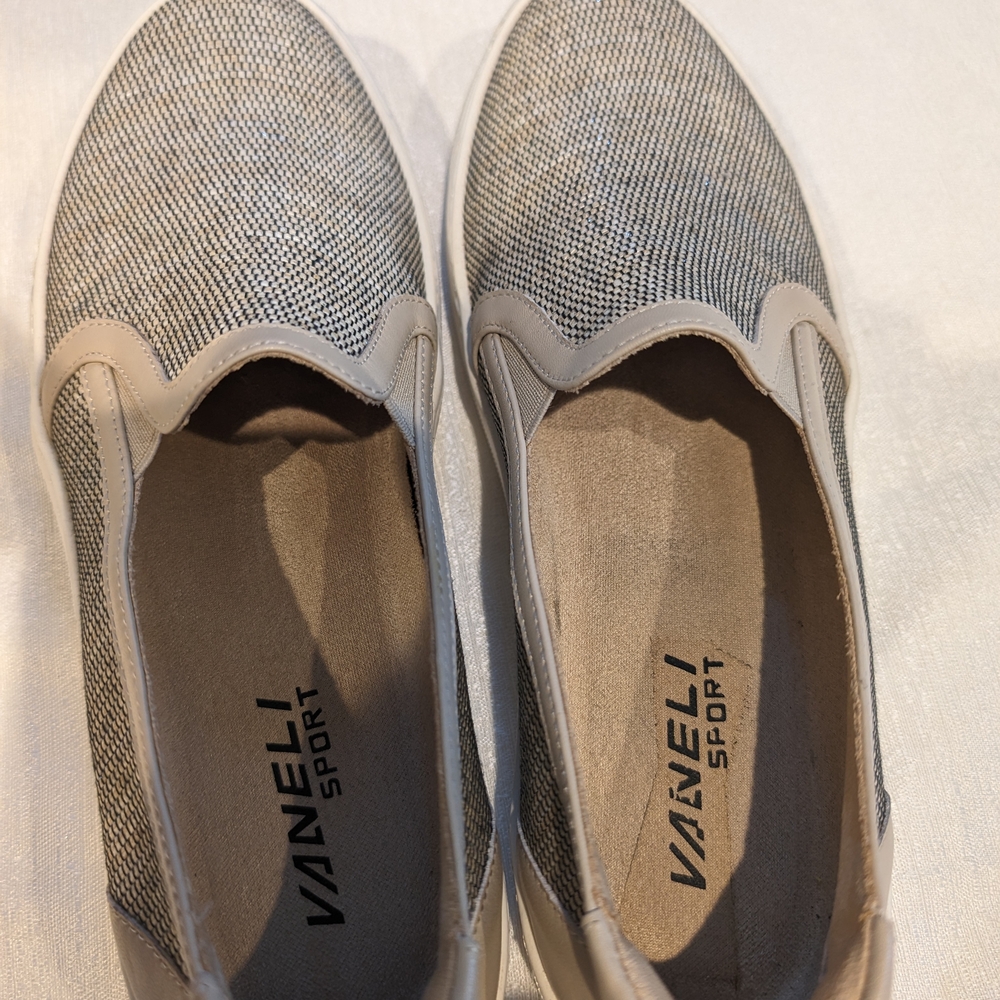Pre-owned Vaneli Beige and Cream Slip-On Sneakers - Picture 5 of 8